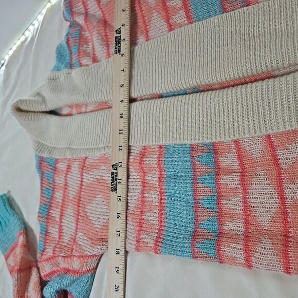 Roxy Women's Cardigan Sweater Oversize Aztec Pattern Tan,‎ Peach, Teal,  XS - Picture 7 of 12